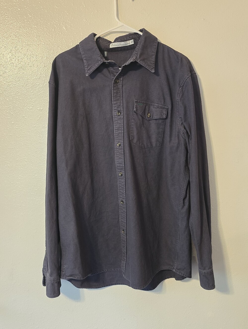 Criquet Men's Button-Down Shirt Size XL Navy Blue 100% Cotton